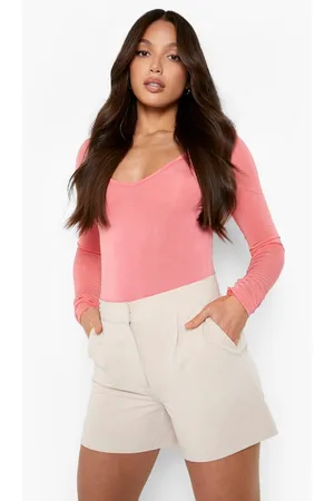 Boohoo Tall Plunge Neck Shoulder Pad Bodysuit