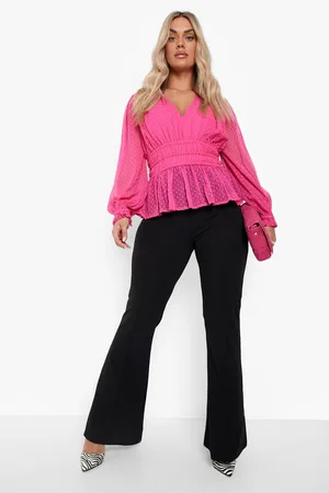 Boohoo Plus Dobby Mesh Volume Sleeve Blouse