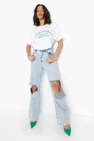 Boohoo Extreme Distressed Straight Fit Jeans