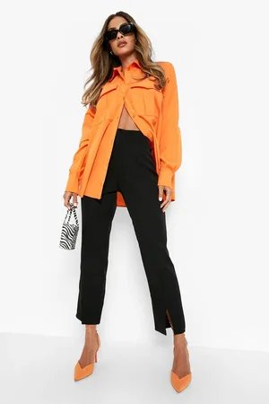 Boohoo Seam Detail Split Front Tapered Trousers