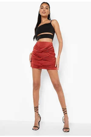 Boohoo High Waisted Twist Front Slinky Mini Skirt