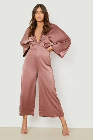 Boohoo Satin Plunge Culotte Jumpsuit