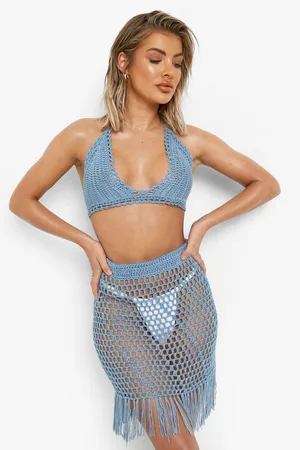 Boohoo Crochet Tassel Hem Beach Mini Skirt