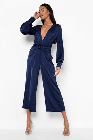 Boohoo Satin Twist Front Culotte Jumpsuit