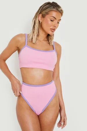 Boohoo Contrast Crinkle High Waisted Bikini Brief