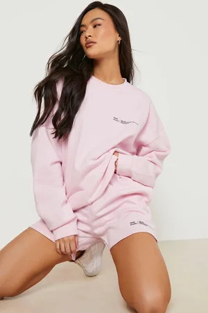 Boohoo Text Print Sweater Short Tracksuit