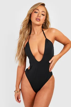 Boohoo Deep Plunge Cut Out Recycled Swimsuit