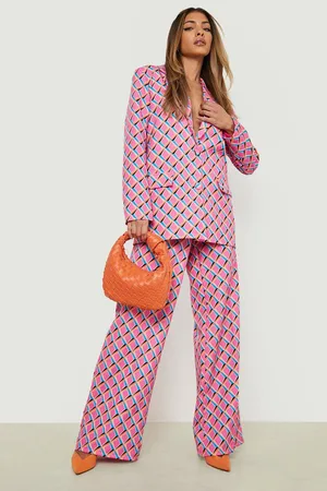 Boohoo Geo Print Wide Leg Trousers