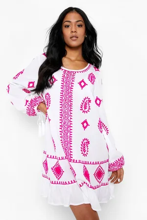 Boohoo Tall Embroidered Beach Dress