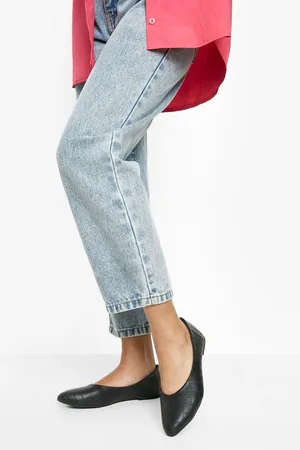 Boohoo Round Toe Croc Ballet Flats