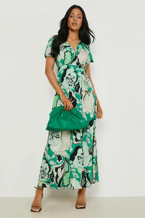 Boohoo Tall Floral Print Wrap Midaxi Dress