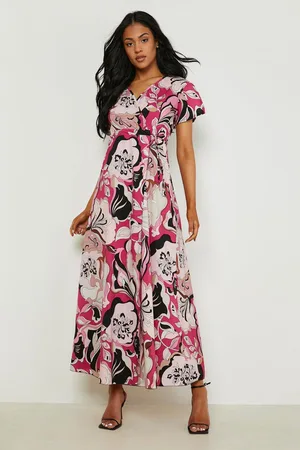 Boohoo Tall Floral Print Wrap Midaxi Dress