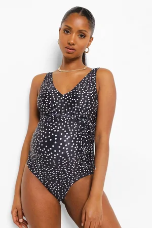 Boohoo Maternity Polka Dot Tie Waist Swimsuit