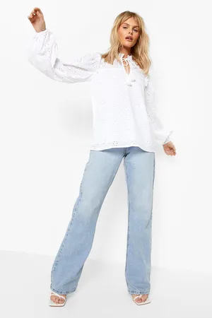 Boohoo Broderie Tassel Blouse