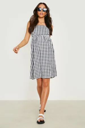 Boohoo Maternity Gingham Strappy Babydoll Dress