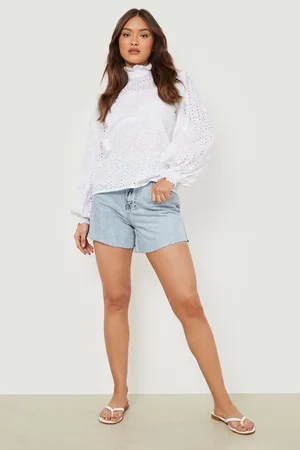 Boohoo Broderie Frill Detail Blouse