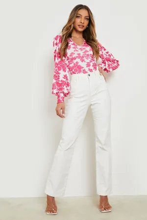 Boohoo Floral Volume Sleeve Bodysuit