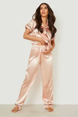 Satin Cami Pyjama Trouser Set With Contrast Pipe