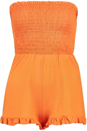 Boohoo Petite Shirred Bandeau Playsuit