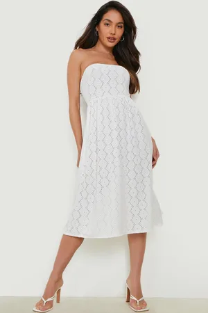 Boohoo Broderie Sleeveless Midi Beach Dress