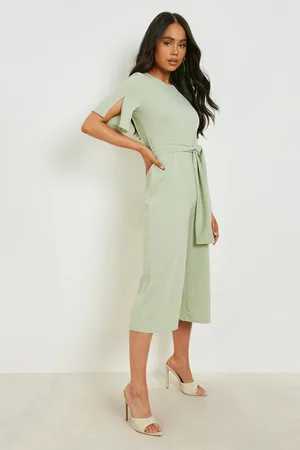 Boohoo Petite Belted Culotte Jumpsuit