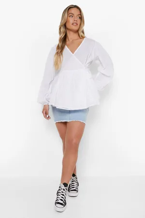 Boohoo Maternity Volume Sleeve Wrap Peplum Blouse