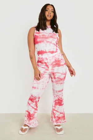 Boohoo Plus Rib Tie Dye Print Racer Bodysuit