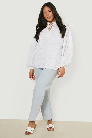Boohoo Plus Broderie Tassel Blouse