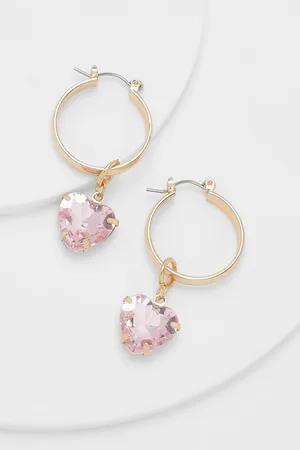 Boohoo Mini Pink Heart Drop Statement Earrings