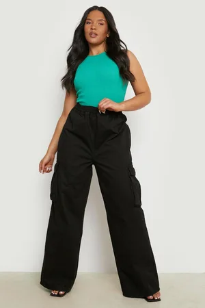 Boohoo Plus Elasticated Waist Cargo Wide Leg Trousers