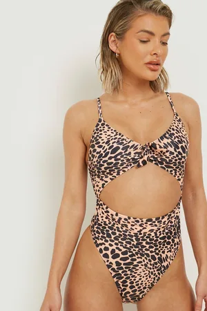 Boohoo Tie Cut Out Recycled Swimsuit