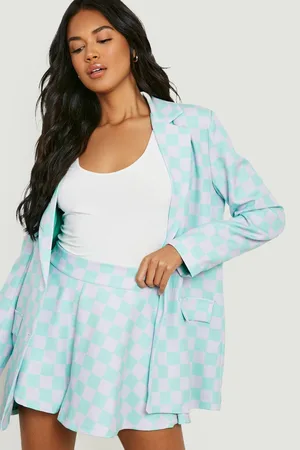 Boohoo Gingham Flared Tailored Shorts