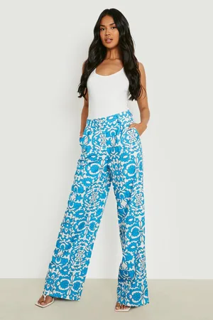 Boohoo Porcelain Print Wide Leg Trousers
