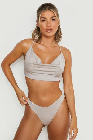 Boohoo Shimmer High Leg Bikini Brief