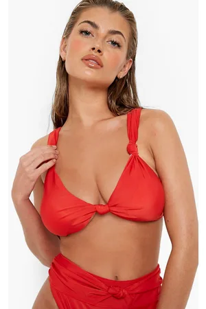 Boohoo Fuller Bust Knot Plunge Bikini Top