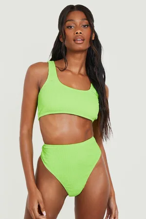 Boohoo Recycled Crinkle Fuller Bust Scoop Bikini Top