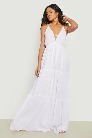 Boohoo Sustainable Crinkle Plunge Maxi Beach Dress