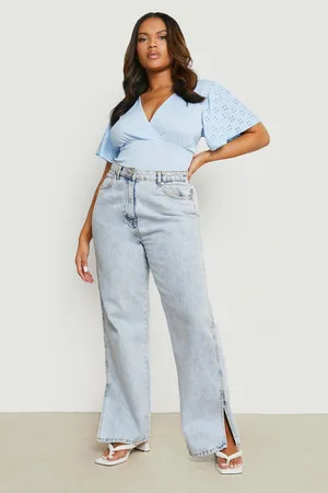 Boohoo Plus Wrap Broderie Sleeve Bodysuit