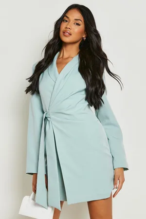 Boohoo Belted Wrap Blazer Dress