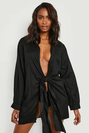 Boohoo Linen Tie Knot Beach Dress