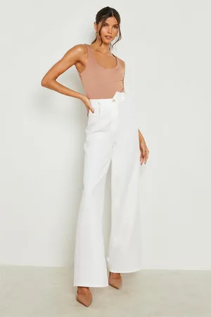 Boohoo Asymetric Button Wide Leg Relaxed Trousers