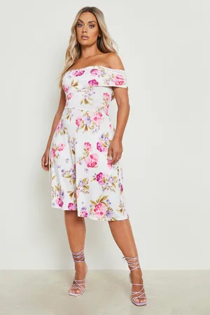 Boohoo Plus Slinky Bardot Midi Dress