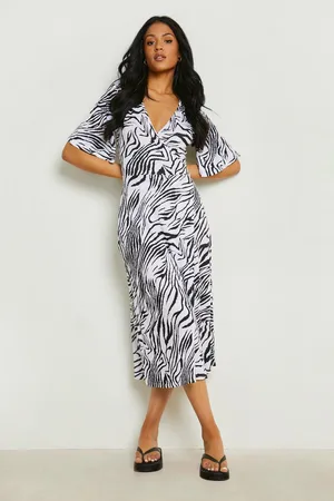 Boohoo Tall Zebra Print Wrap Dress