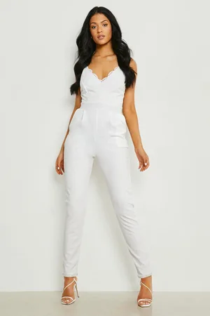 Boohoo Tall Strappy Lace Tapered Leg Jumpsuit