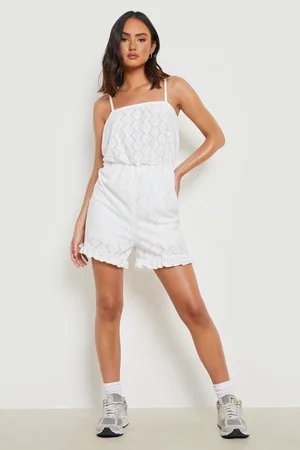 Boohoo Broderie Frill Hem Playsuit
