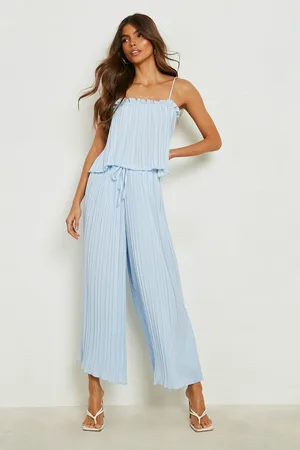 Boohoo Woven Pleated Square Neck Cami & Culottes