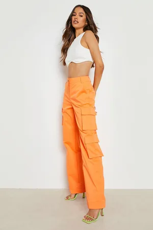 Boohoo Pocket Side Twill Cargo Wide Leg Trousers