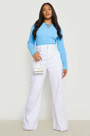 Boohoo Plus Knitted Rib Lace Up Top