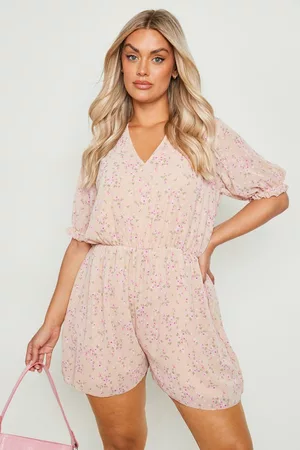 Boohoo Plus Woven Dobby Ditsy Floral Playsuit