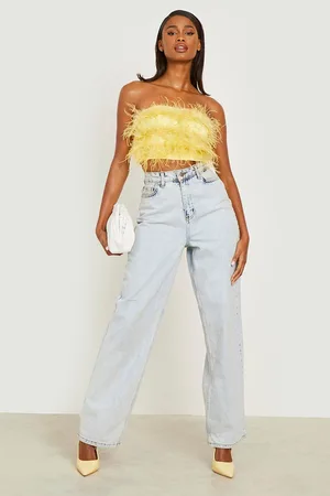 Boohoo Feather Bandeau Crop